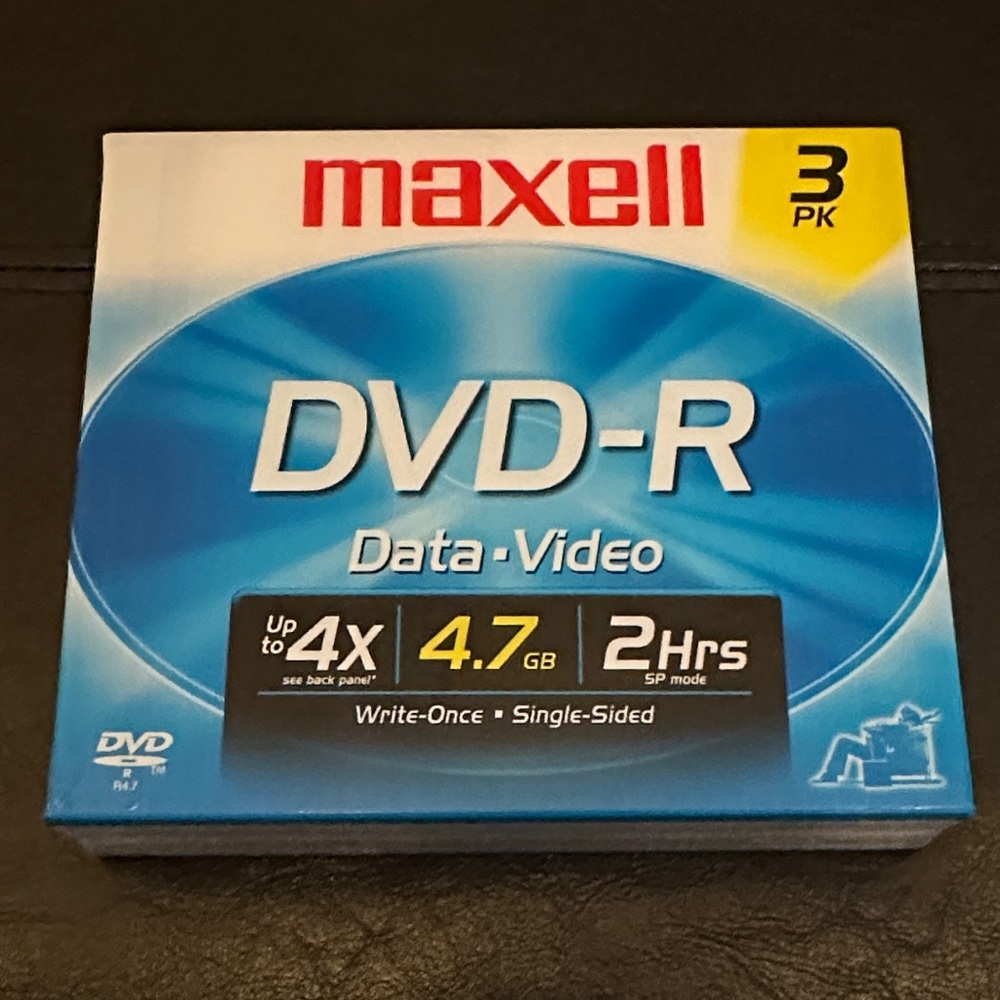 New sealed Maxell DVD-R 3 Pack